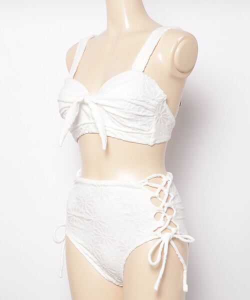 【セール】【ムラサキスポーツ別注】DEFIANCE/ディファイアンス 無地ハイウエストショーツ/花柄同色リボンバンドゥビキニ SRS-22T（水着）｜DEFIANCE（DEFIANCE）