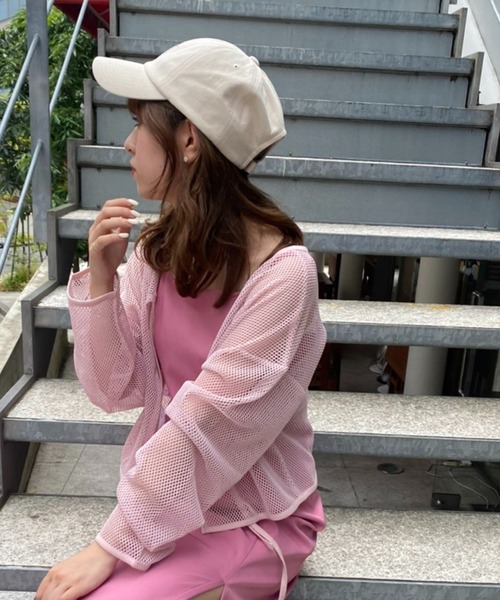 one after another NICE CLAUP（ワンアフターアナザーナイスクラップ）の「前後2WAYメッシュトップス（Tシャツ/カットソー・レディース・ピンク/アイボリー/モカ・FREE）」の13枚目の写真