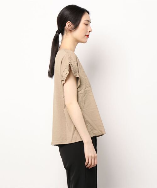 Samansa Mos2（サマンサ モスモス）の「ドッキング刺繍カットソー（Tシャツ/カットソー・レディース・ブラック/ベージュ/オフホワイト/ミント・ﾌﾘ-）」の5枚目の写真