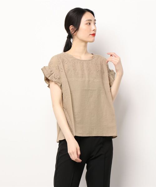 Samansa Mos2（サマンサ モスモス）の「ドッキング刺繍カットソー（Tシャツ/カットソー・レディース・ブラック/ベージュ/オフホワイト/ミント・ﾌﾘ-）」の20枚目の写真