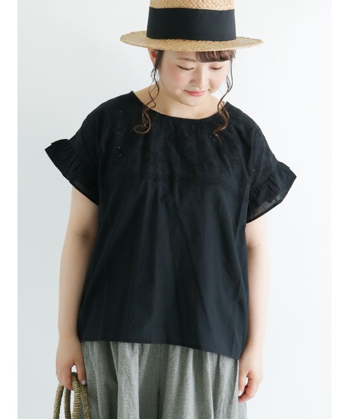 Samansa Mos2（サマンサ モスモス）の「ドッキング刺繍カットソー（Tシャツ/カットソー・レディース・ブラック/ベージュ/オフホワイト/ミント・ﾌﾘ-）」の14枚目の写真