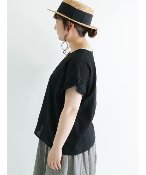 Samansa Mos2（サマンサ モスモス）の「ドッキング刺繍カットソー（Tシャツ/カットソー・レディース・ブラック/ベージュ/オフホワイト/ミント・ﾌﾘ-）」の15枚目の写真