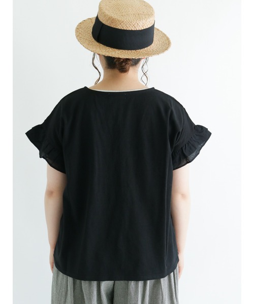 Samansa Mos2（サマンサ モスモス）の「ドッキング刺繍カットソー（Tシャツ/カットソー・レディース・ブラック/ベージュ/オフホワイト/ミント・ﾌﾘ-）」の16枚目の写真