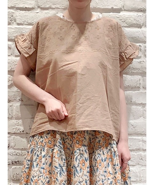 Samansa Mos2（サマンサ モスモス）の「ドッキング刺繍カットソー（Tシャツ/カットソー・レディース・ブラック/ベージュ/オフホワイト/ミント・ﾌﾘ-）」の21枚目の写真