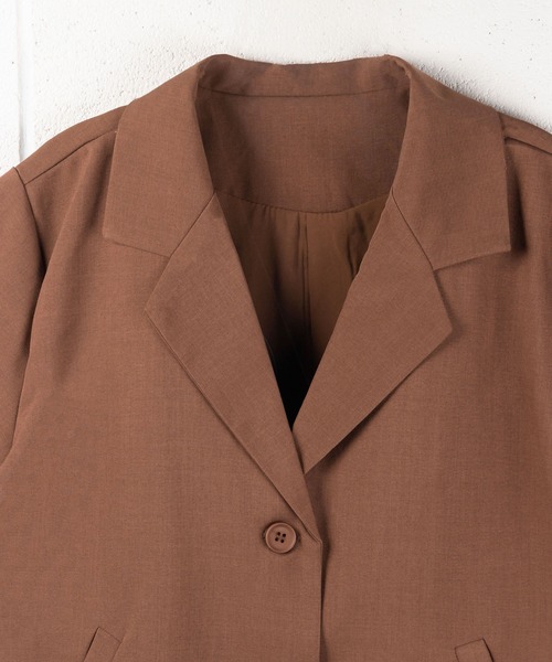 me+em select（ミームセレクト）の「【 ６色展開 】半袖テーラードサマージャケット（テーラードジャケット・レディース・グリーン/ベージュ/ブラウン/ブラック/キャメル/ダークパープル・FREE）」の12枚目の写真