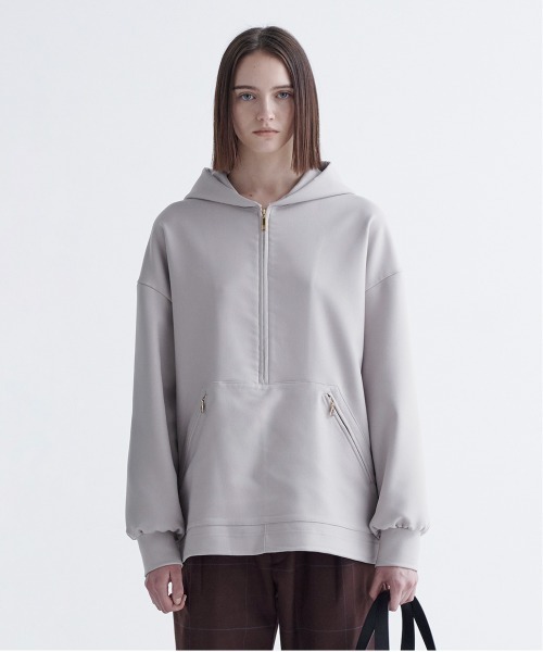 CULLNI（クルニ）の「22-AW-022 / Wool Mix Half Zip Hoodie（パーカー・メンズ・グレイッシュベージュ/ミント/ブラック/キャメル・0/2/1）」の3枚目の写真