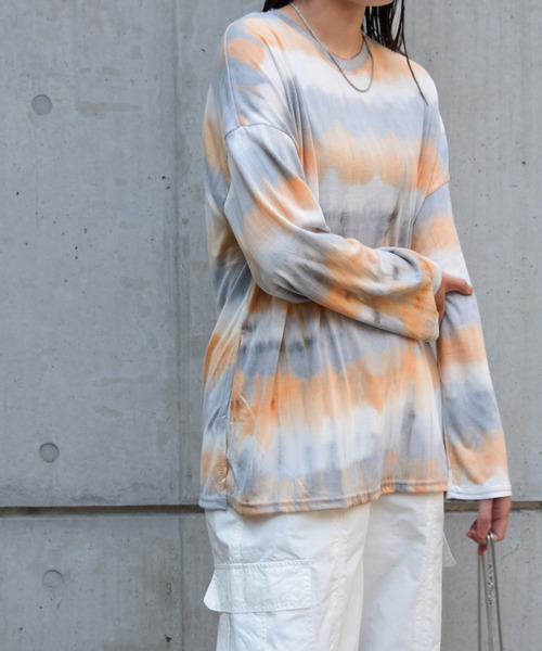 Marient（マリエント）の「タイダイロンTEE（Tシャツ/カットソー・レディース・グリーン/ダークグレー/オレンジ・FREE）」の3枚目の写真