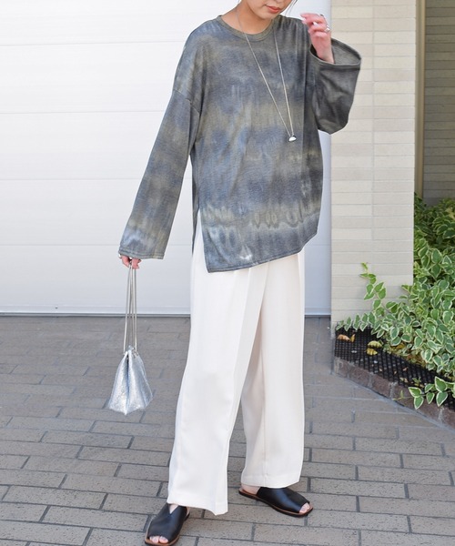 Marient（マリエント）の「タイダイロンTEE（Tシャツ/カットソー・レディース・グリーン/ダークグレー/オレンジ・FREE）」の6枚目の写真