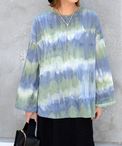 Marient（マリエント）の「タイダイロンTEE（Tシャツ/カットソー・レディース・グリーン/ダークグレー/オレンジ・FREE）」の11枚目の写真