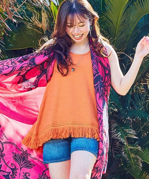 チャイハネ（チャイハネ）の「【チャイハネ】ボヘロフリンジタンクトップ（タンクトップ・レディース・ホワイト/ブラック/オレンジ/ミント/パープル/ダークオレンジ/レッド/カーキ/マスタード/ライトカーキ/ライトブルー・FREE）」の11枚目の写真