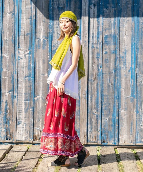 チャイハネ（チャイハネ）の「【チャイハネ】ボヘロフリンジタンクトップ（タンクトップ・レディース・ホワイト/ブラック/オレンジ/ミント/パープル/ダークオレンジ/レッド/カーキ/マスタード/ライトカーキ/ライトブルー・FREE）」の12枚目の写真