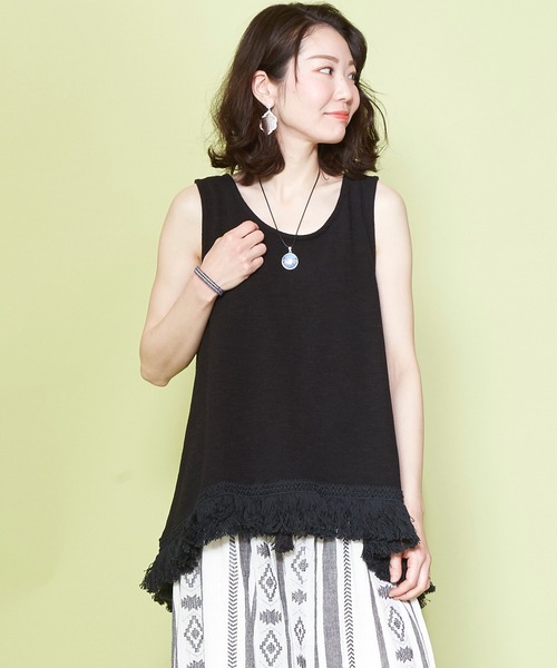 チャイハネ（チャイハネ）の「【チャイハネ】ボヘロフリンジタンクトップ（タンクトップ・レディース・ホワイト/ブラック/オレンジ/ミント/パープル/ダークオレンジ/レッド/カーキ/マスタード/ライトカーキ/ライトブルー・FREE）」の18枚目の写真