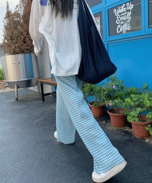 at12:03(アットイチニーゼロサン)の「チェック柄 ロングプリーツパンツ(その他パンツ・レディース・ブルー/グリーン・FREE)」の11枚目の写真