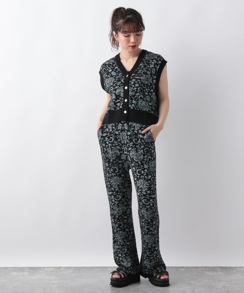 RAGEBLUE（レイジブルー）の「2WAYフラワー柄ニットベスト（ベスト・レディース・ブラック/ベージュ/グリーン・FREE）」の19枚目の写真