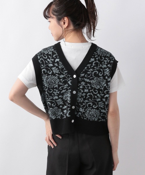 RAGEBLUE（レイジブルー）の「2WAYフラワー柄ニットベスト（ベスト・レディース・ブラック/ベージュ/グリーン・FREE）」の20枚目の写真