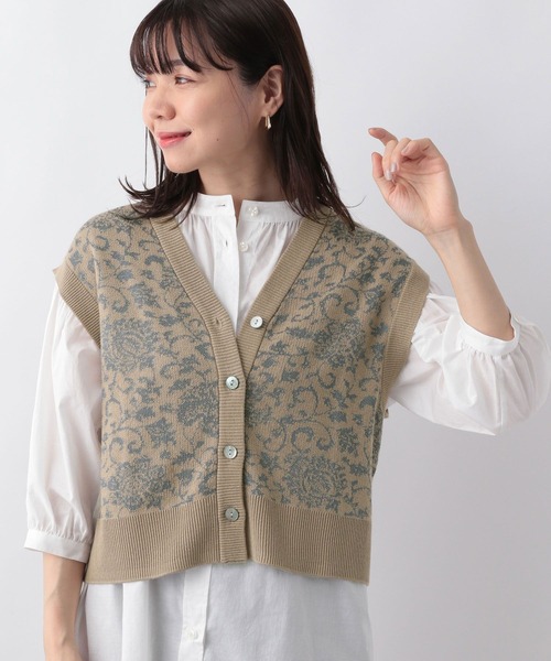 RAGEBLUE（レイジブルー）の「2WAYフラワー柄ニットベスト（ベスト・レディース・ブラック/ベージュ/グリーン・FREE）」の9枚目の写真