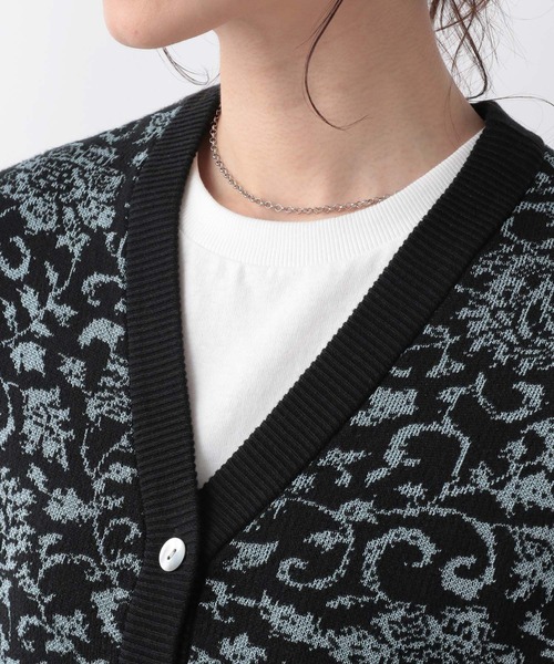 RAGEBLUE（レイジブルー）の「2WAYフラワー柄ニットベスト（ベスト・レディース・ブラック/ベージュ/グリーン・FREE）」の5枚目の写真