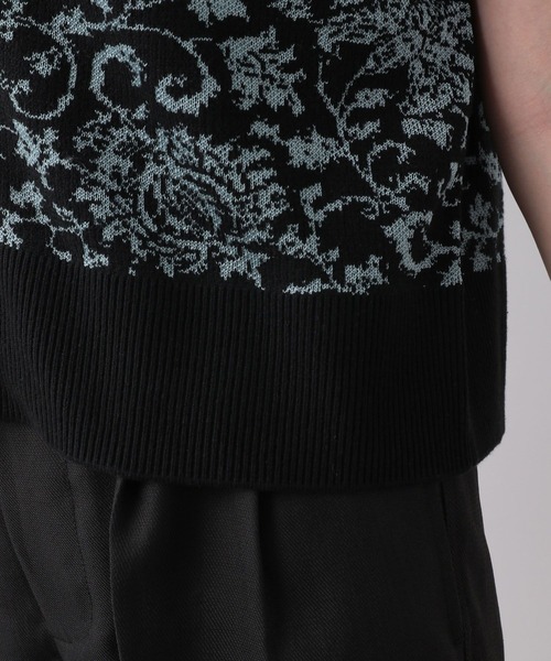 RAGEBLUE（レイジブルー）の「2WAYフラワー柄ニットベスト（ベスト・レディース・ブラック/ベージュ/グリーン・FREE）」の7枚目の写真