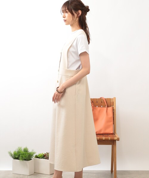 DRESKIP（ドレスキップ）の「◆【洗える/フレア】Vネックジャンスカ（スカート・レディース・黄緑系/ダークブラウン/ナチュラル・02/03）」の5枚目の写真