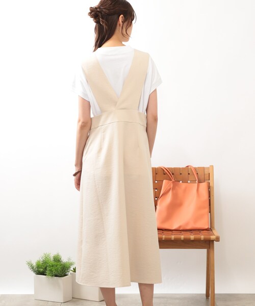 DRESKIP（ドレスキップ）の「◆【洗える/フレア】Vネックジャンスカ（スカート・レディース・黄緑系/ダークブラウン/ナチュラル・02/03）」の6枚目の写真