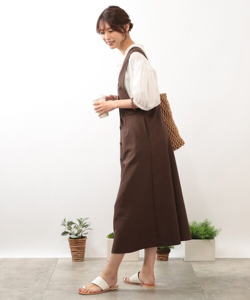 DRESKIP（ドレスキップ）の「◆【洗える/フレア】Vネックジャンスカ（スカート・レディース・黄緑系/ダークブラウン/ナチュラル・02/03）」の22枚目の写真