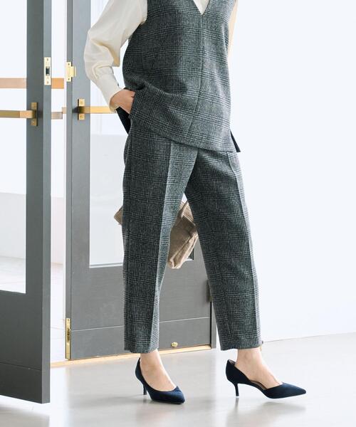 GREENLABEL RELAXING グレーチェックレディースパンツスーツ38 GREENLABEL RELAXING グレーチェックレディースパンツスーツ38