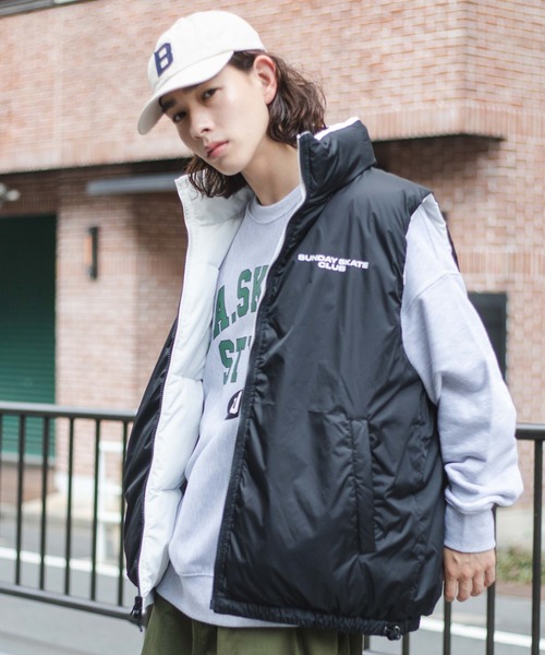 WEGO(ウィゴー)の「WEGO/リバーシブルエコダウンベスト(ダウンベスト・メンズ・ホワイト/ベージュ/その他1/ブラック・MEDIUM/LARGE)」の21枚目の写真