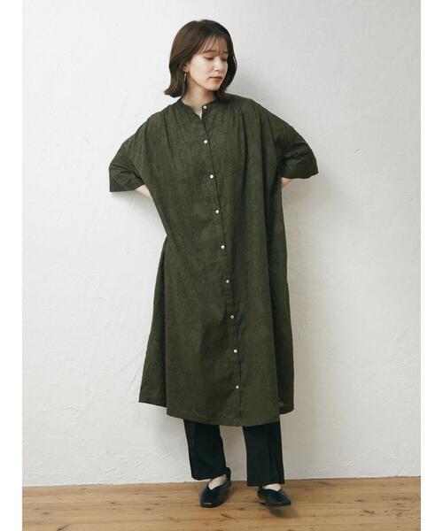 Green　Parks（グリーンパークス）の「JQシャツワンピース（ワンピース・レディース・ブラック/ブルー/カーキ・FREE）」の4枚目の写真