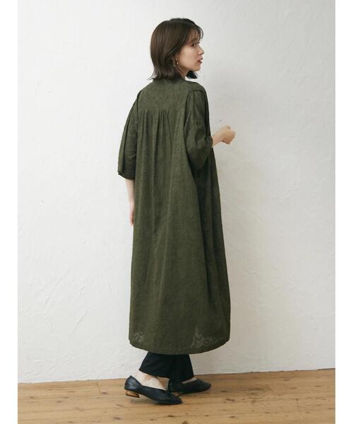Green　Parks（グリーンパークス）の「JQシャツワンピース（ワンピース・レディース・ブラック/ブルー/カーキ・FREE）」の6枚目の写真