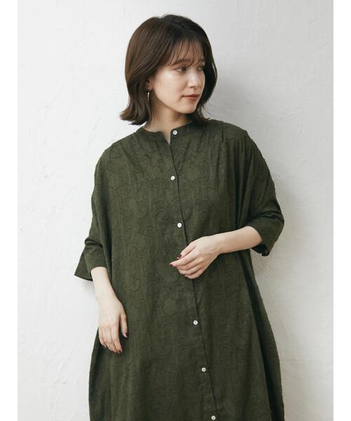 Green　Parks（グリーンパークス）の「JQシャツワンピース（ワンピース・レディース・ブラック/ブルー/カーキ・FREE）」の7枚目の写真