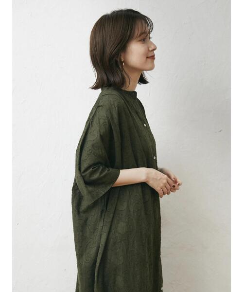 Green　Parks（グリーンパークス）の「JQシャツワンピース（ワンピース・レディース・ブラック/ブルー/カーキ・FREE）」の8枚目の写真