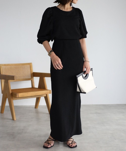 mi via loca(ミヴィアロカ)の「シャーリングタイトスカート(スカート・レディース・ブラック/ベージュ/ブルー・FREE)」の21枚目の写真