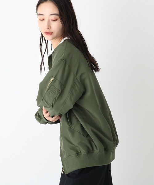 OPAQUE.CLIP（オペークドットクリップ）の「◆MA-1ジャケット【WEB限定サイズ】（ノーカラージャケット・レディース・ブラック/ベージュ/カーキ・36/38/40）」の4枚目の写真