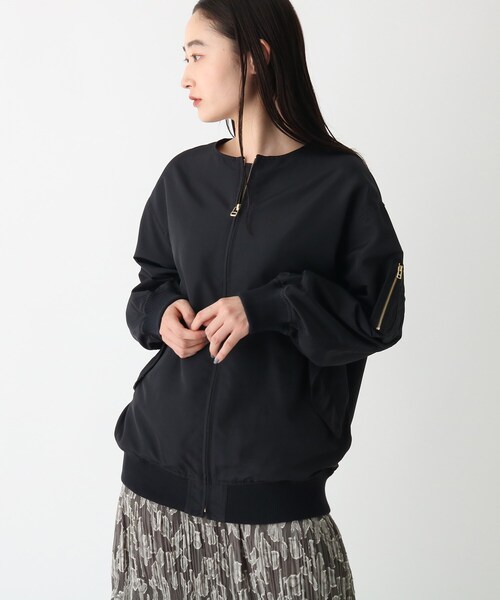OPAQUE.CLIP（オペークドットクリップ）の「◆MA-1ジャケット【WEB限定サイズ】（ノーカラージャケット・レディース・ブラック/ベージュ/カーキ・36/38/40）」の8枚目の写真
