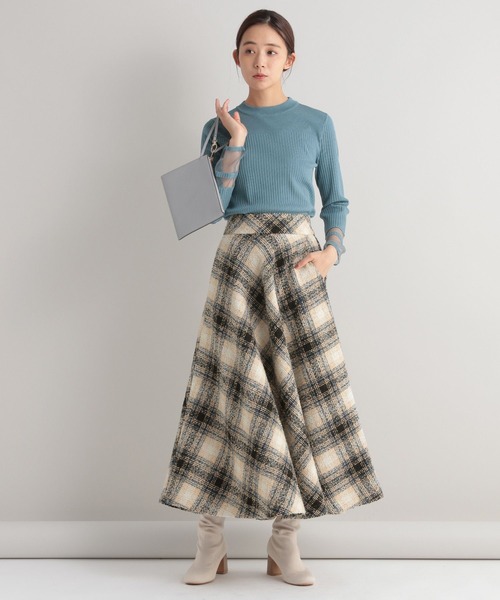 Andemiu（アンデミュウ）の「ソデシアーリブニット147289（ニット/セーター・レディース・オフホワイト/ベージュ/ブルー・FREE）」の15枚目の写真