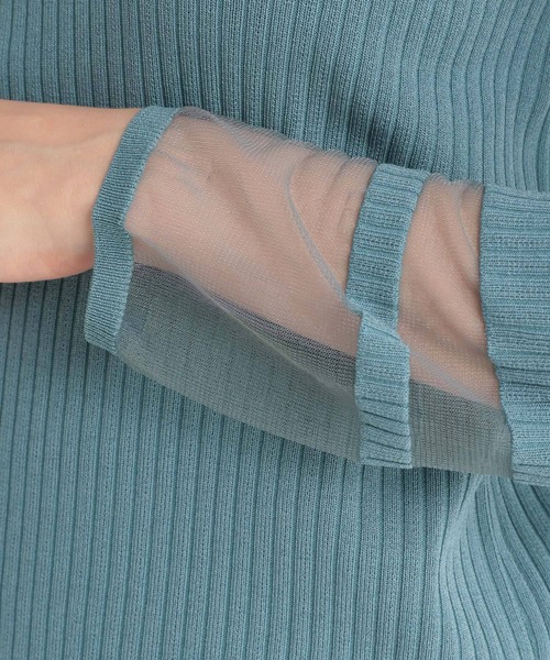 Andemiu（アンデミュウ）の「ソデシアーリブニット147289（ニット/セーター・レディース・オフホワイト/ベージュ/ブルー・FREE）」の9枚目の写真