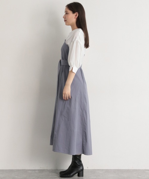 mysty woman(ミスティウーマン)の「シャツドッキングビスチェワンピース 162495(ワンピース・レディース・ベージュ/ブルー・FREE)」の6枚目の写真