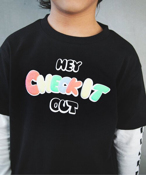 BREEZE（ブリーズ）の「2色2柄レイヤード風Tシャツ（Tシャツ/カットソー・キッズ・ブラック/オフホワイト・100/140/130/110/90/120/80）」の8枚目の写真