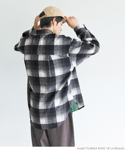 coca（coca）（コカ）の「メンズシャギーチェックシャツ（シャツ/ブラウス・メンズ・ブラック/ブルー・M/L/XL）」の5枚目の写真