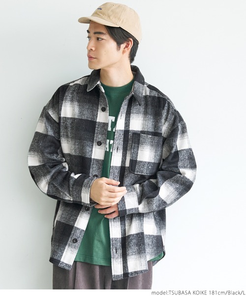 coca（coca）（コカ）の「メンズシャギーチェックシャツ（シャツ/ブラウス・メンズ・ブラック/ブルー・M/L/XL）」の4枚目の写真