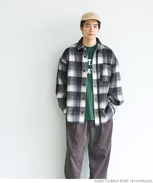 coca（coca）（コカ）の「メンズシャギーチェックシャツ（シャツ/ブラウス・メンズ・ブラック/ブルー・M/L/XL）」の6枚目の写真