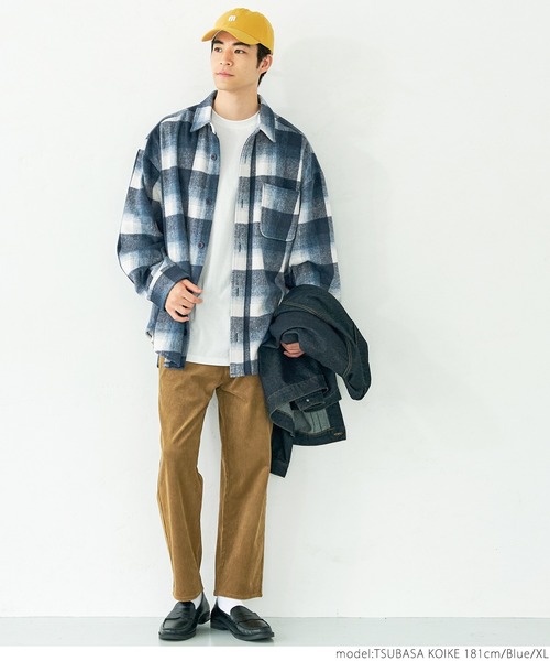 coca（coca）（コカ）の「メンズシャギーチェックシャツ（シャツ/ブラウス・メンズ・ブラック/ブルー・M/L/XL）」の9枚目の写真