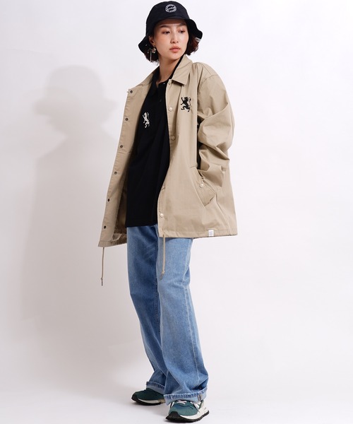 GIORDANO（ジョルダーノ）の「[GIORDANO] ライオン刺繍 コーチジャケット (撥水加工)（ブルゾン・レディース・ブラック/ダークグリーン/ベージュ・MEDIUM/LARGE）」の11枚目の写真