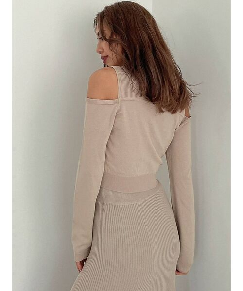 GYDA(ジェイダ)の「【セットアップ着用可】ビスチェレイヤードライク ロングスリーブニットトップス(ニット/セーター・レディース・ブラック/ベージュ・FREE)」の8枚目の写真