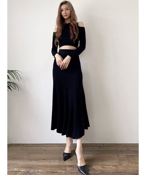 GYDA(ジェイダ)の「【セットアップ着用可】ビスチェレイヤードライク ロングスリーブニットトップス(ニット/セーター・レディース・ブラック/ベージュ・FREE)」の16枚目の写真