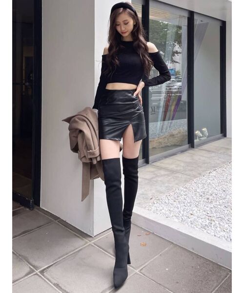 GYDA(ジェイダ)の「【セットアップ着用可】ビスチェレイヤードライク ロングスリーブニットトップス(ニット/セーター・レディース・ブラック/ベージュ・FREE)」の17枚目の写真