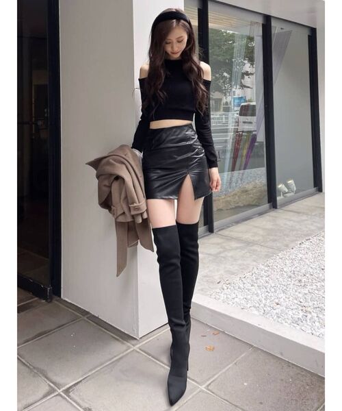 GYDA(ジェイダ)の「【セットアップ着用可】ビスチェレイヤードライク ロングスリーブニットトップス(ニット/セーター・レディース・ブラック/ベージュ・FREE)」の18枚目の写真