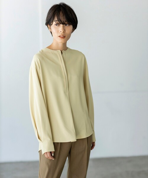 THE SHOP TK (ザ ショップ ティーケー )の「◆【洗える】ツイルスキッパーブラウス(シャツ/ブラウス・レディース・ブルー/ホワイト系/レモンイエロー/チャコールグレー・11/13/12/14)」の5枚目の写真