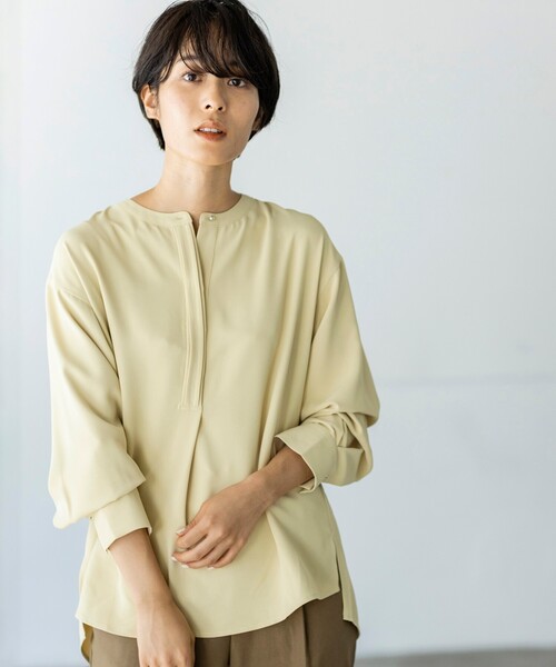 THE SHOP TK (ザ ショップ ティーケー )の「◆【洗える】ツイルスキッパーブラウス(シャツ/ブラウス・レディース・ブルー/ホワイト系/レモンイエロー/チャコールグレー・11/13/12/14)」の7枚目の写真