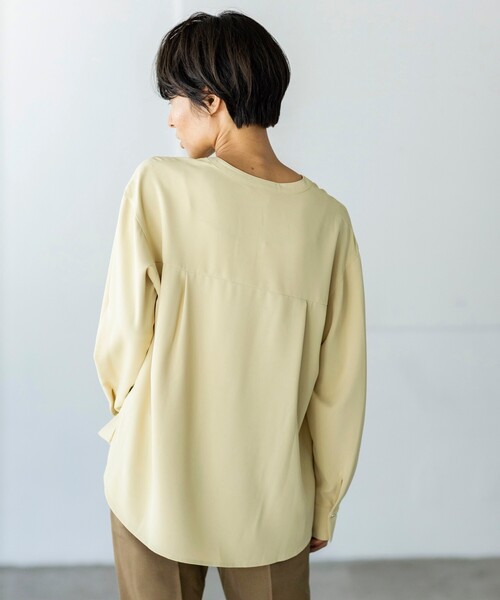 THE SHOP TK (ザ ショップ ティーケー )の「◆【洗える】ツイルスキッパーブラウス(シャツ/ブラウス・レディース・ブルー/ホワイト系/レモンイエロー/チャコールグレー・11/13/12/14)」の9枚目の写真